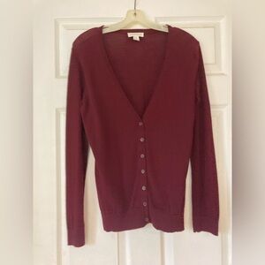 Forever 21 Burgundy V-Neck Button Cardigan
